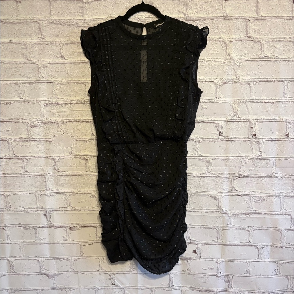 Express Polka Dot Ruffle Mini Dress - Picture 2 of 11